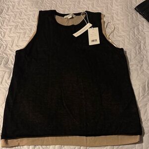 Vince Black and Tan Sleeveless Tank Top